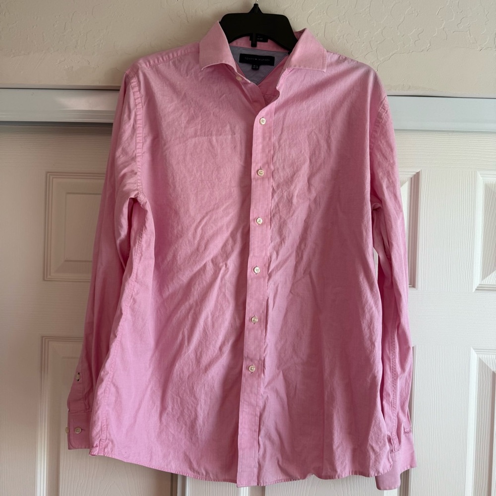 Tommy Hilfiger - Slim Fit - Pink Button Down Shirt - Size 16-1/2 34-35